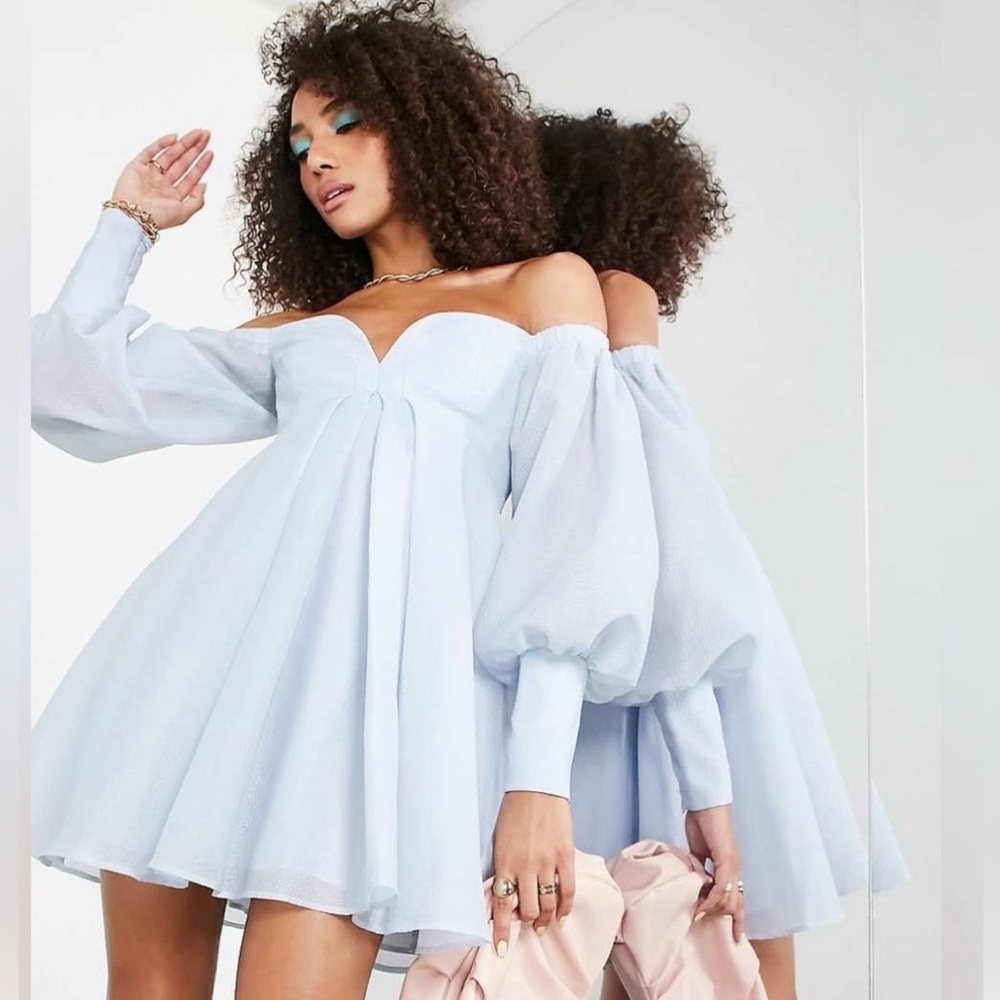 ASOS Off-Shoulder Light Blue Mini Dress BRAND NEW (XS)